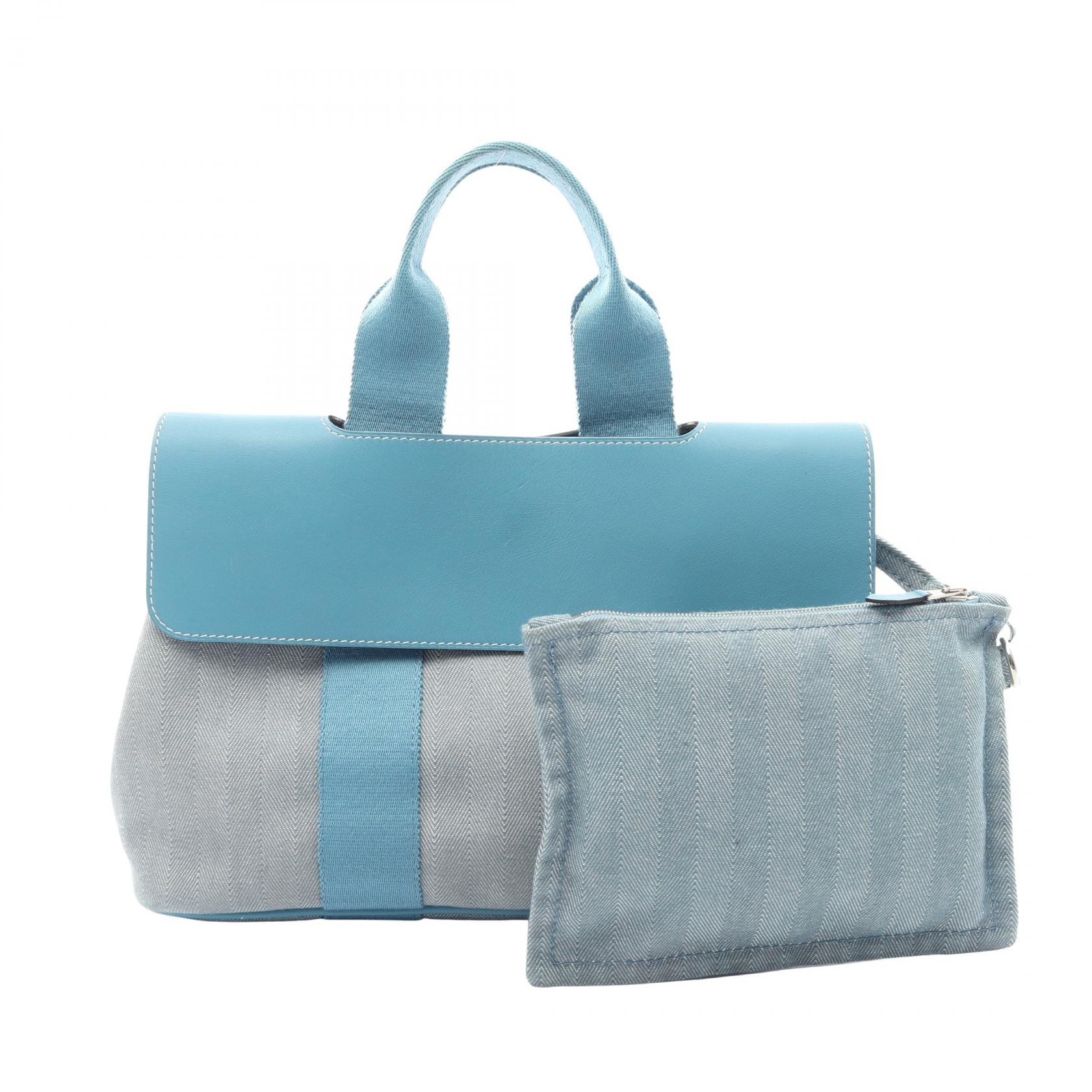 エルメス HERMES ヴァルパライソPM ブルージーン ハンドバッグ バッグ キャンバス レザー ヴォースイフト トワルシェブロン ブルージーン レディース ブルー系 【中古】
