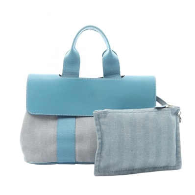 エルメス HERMES ヴァルパライソPM ブルージーン ハンドバッグ バッグ キャンバス レザー ヴォースイフト トワルシェブロン ブルージーン レディース ブルー系 【中古】