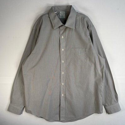 古着 ブルックスブラザーズ Brooks Brothers 長袖シャツ MILANO 1818 胸ポケ XL グレー系 ストライプ メンズ