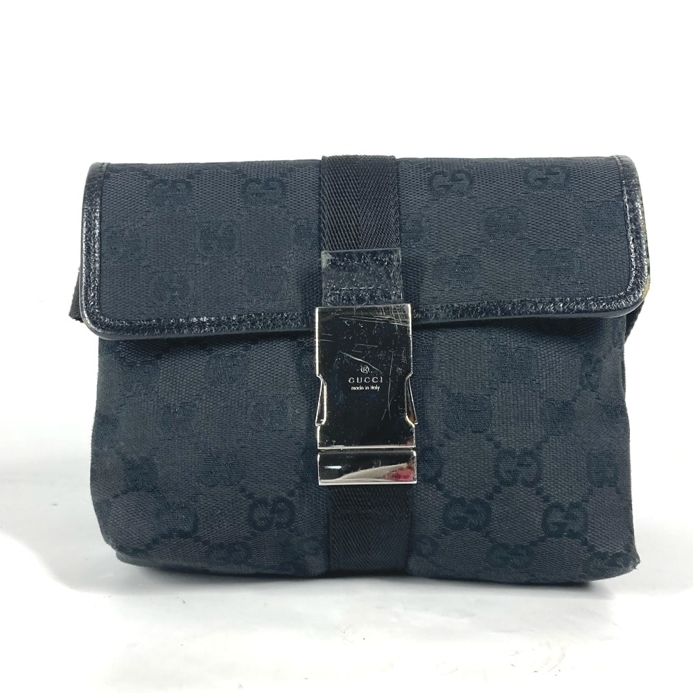 グッチ GUCCI GG 131236 クロス カバン ベルトバッグ ウエストポーチ ボディバッグ GGキャンバス/レザー ブラック
