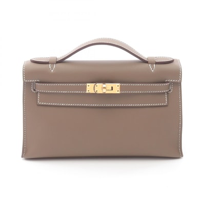 エルメス HERMES ポシェットケリー ミニ ハンドバッグ バッグ レザー ヴォースイフト ヴォースイフト エトゥープ K刻印(2025年製造) レディース ブラウン系 049417CC 【中古】
