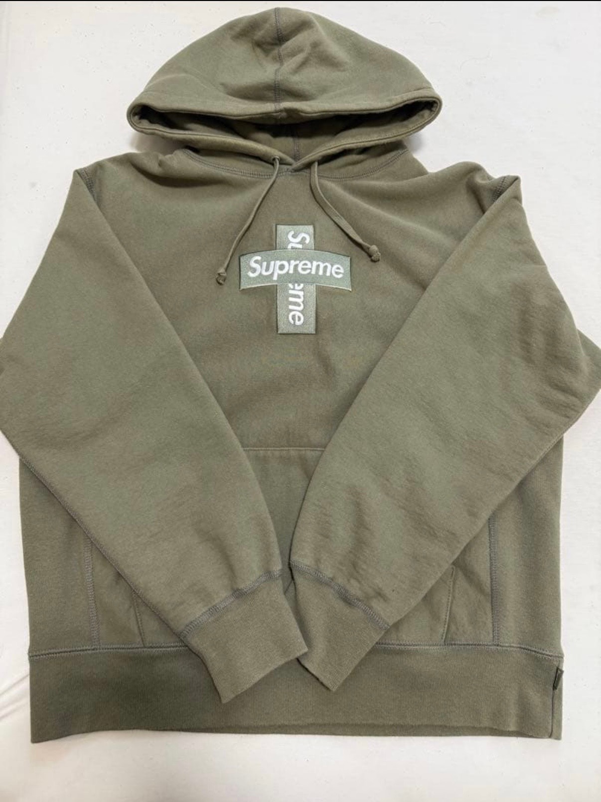 Supreme Cross Box Logo Hooded Sweatshirt "Light Olive"