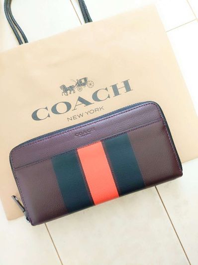 COACH 長財布 アコーディオンジップ ヴァーシティレザー