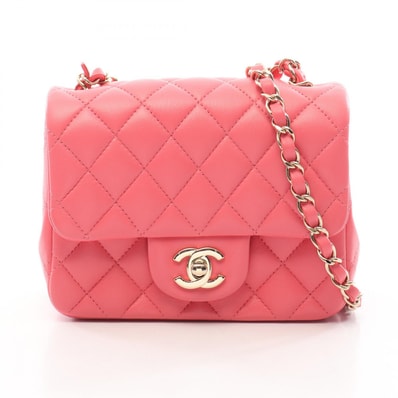 シャネル CHANEL ミニマトラッセ ショルダーバッグ バッグ ラムスキン(羊革) レディース ピンク系 【中古】