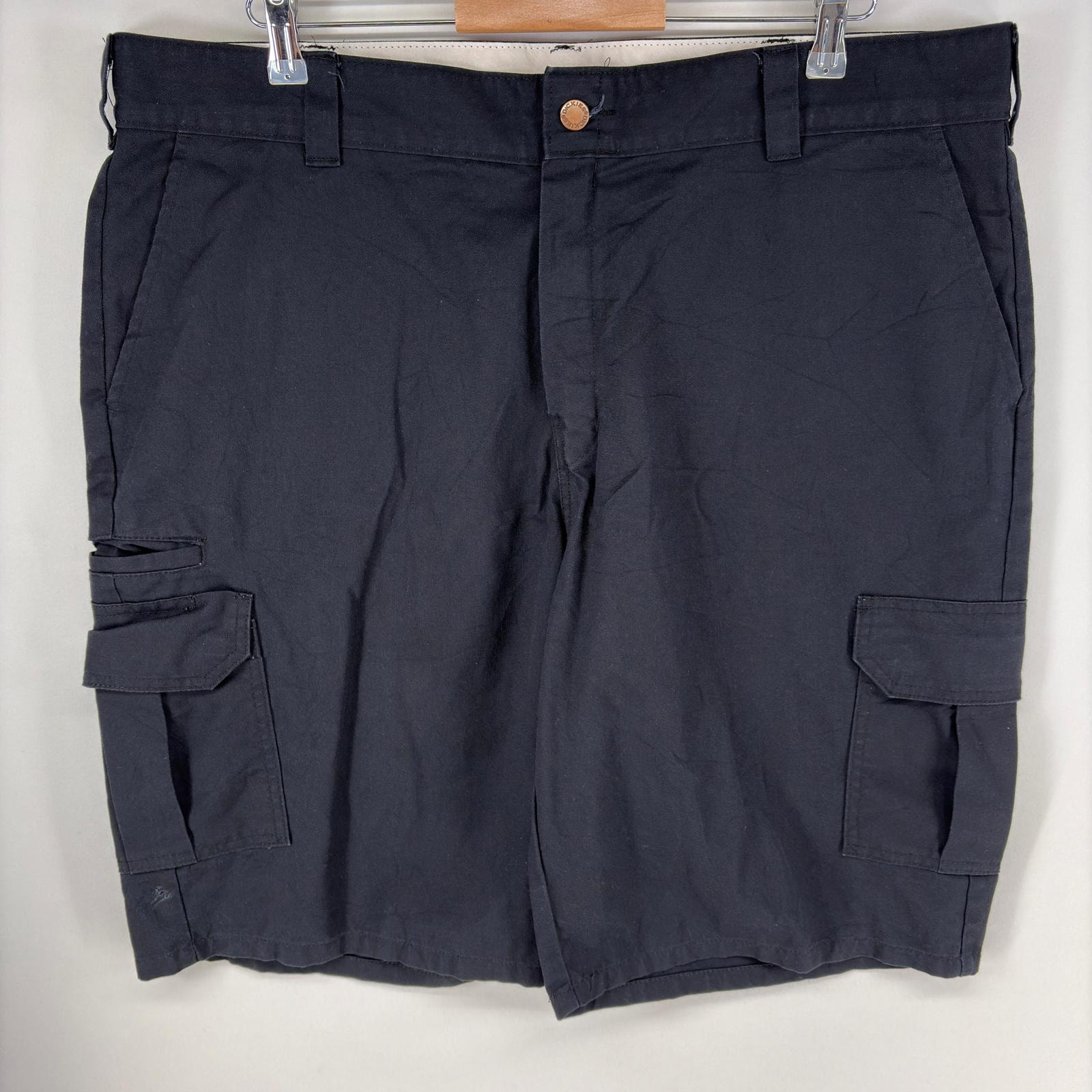 古着 ディッキーズ Dickies パンツ ワーク カーゴ ワンポイントロゴ ジップ ショーツ ハーフパンツ w40 ブラック系 メンズ