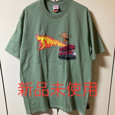 Supreme x Thrasher Back Tail Tee "Light Olive"