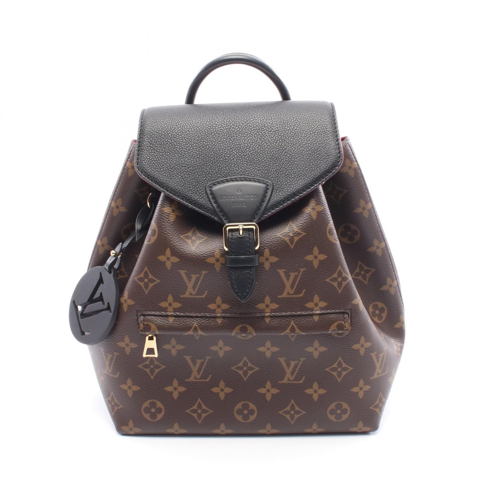 ルイ・ヴィトン LOUIS VUITTON モンスリ NM PM リュックサック バックパック バッグ PVCコーティングキャンバス レザー モノグラム レディース ブラウン系 / ブラック系 M45515 【中古】