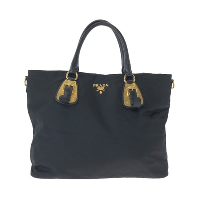 PRADA プラダ テスート ロゴ ブラック ゴールド金具 ナイロン トートバッグ ショルダーバッグ 506096 【中古】