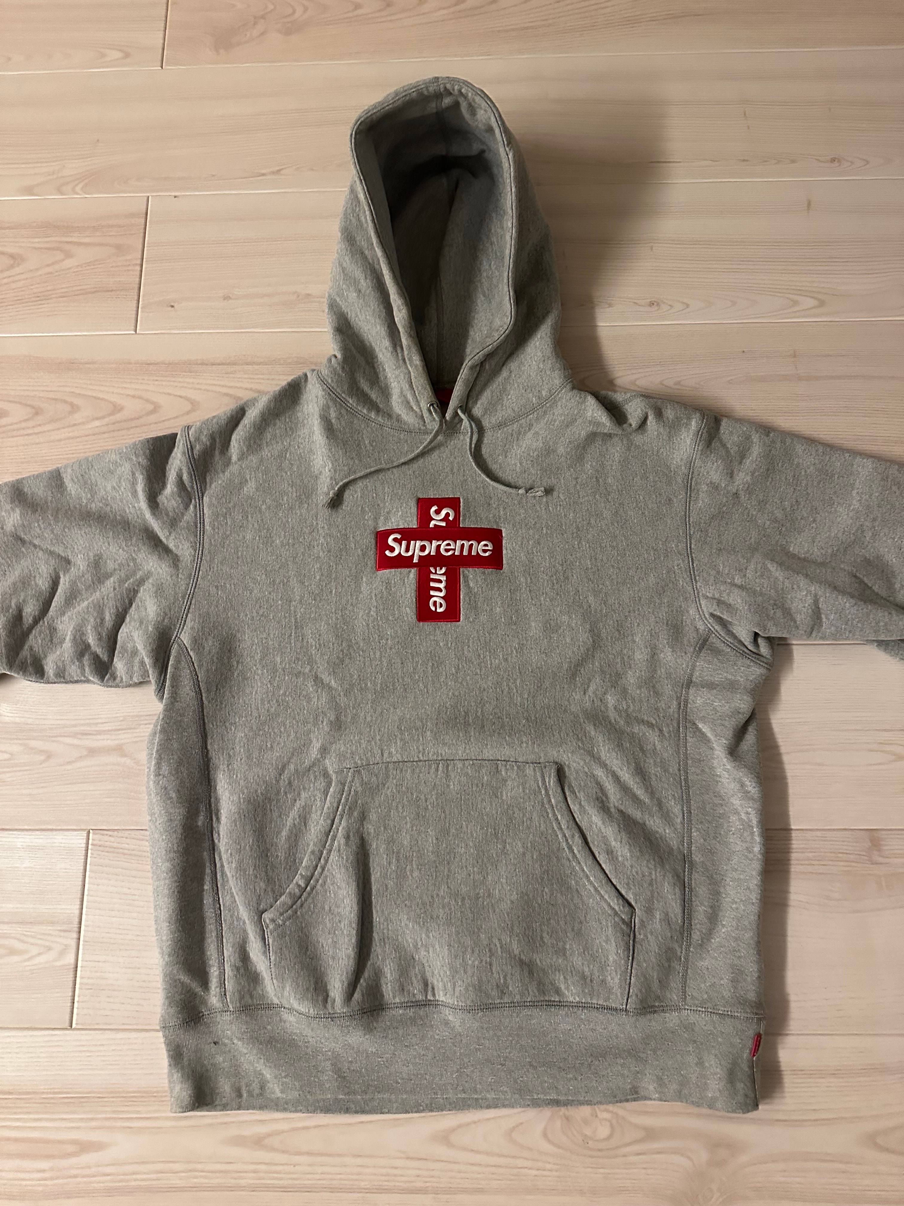 Supreme Cross Box Logo Hooded Sweatshirt "Grey"