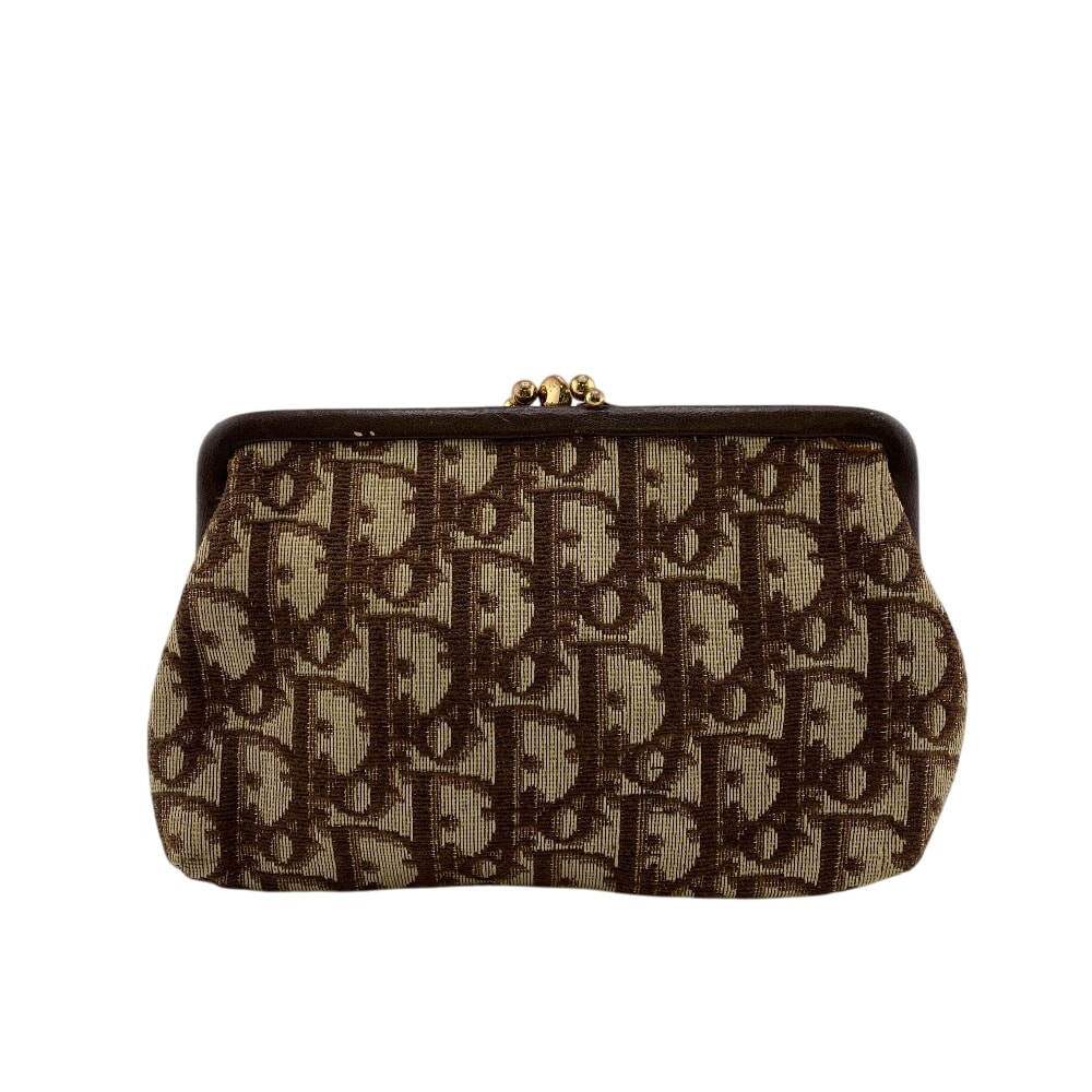 ディオール Dior 化粧ポーチ トロッター がま口 ブラウン