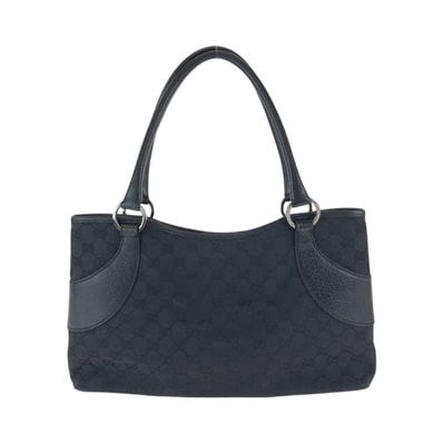 GUCCI グッチ ブラック 黒 シルバー金具 GGキャンバス トートバッグ ハンドバッグ 506336 【中古】