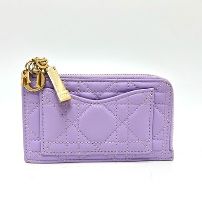 ディオール Dior コスモス ジップ S0965ONMJ レディディオール カードケース コインケース レザー パープル