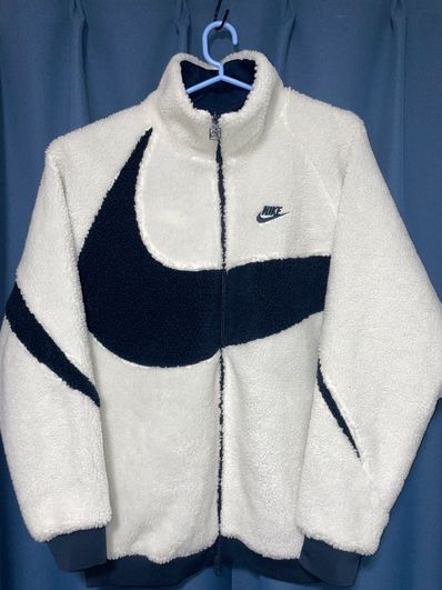 Nike Big Swoosh Reversible Boa Jacket "Sail/Dark Obsidian"