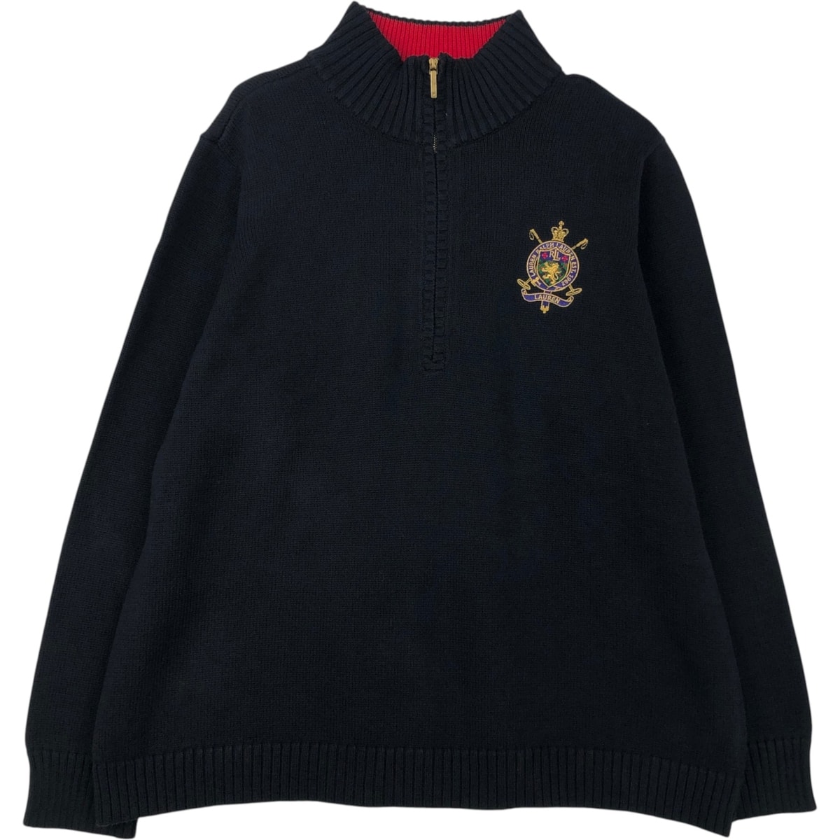 古着 ラルフローレン Ralph Lauren LAUREN ローレン コットンニットハーフジップセーター レディースXXL相当/eaa621710