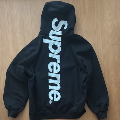 Supreme Satin Applique Hooded Sweatshirt (25FW) "Black"