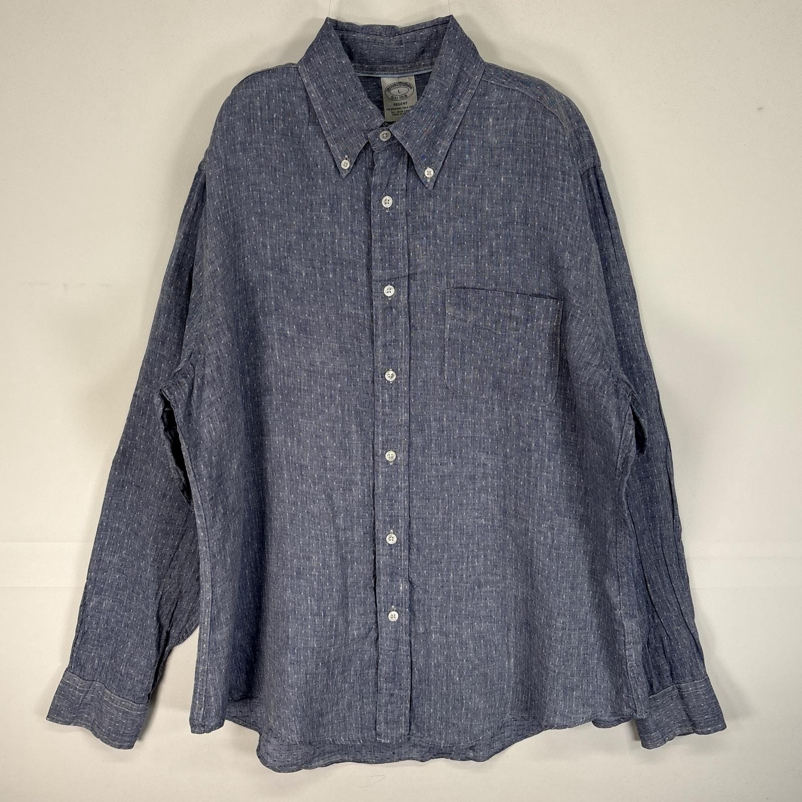 古着 ブルックスブラザーズ Brooks Brothers 長袖シャツ IRISH LINEN ボタンダウン REGENT L ブルー系 ドット メンズ