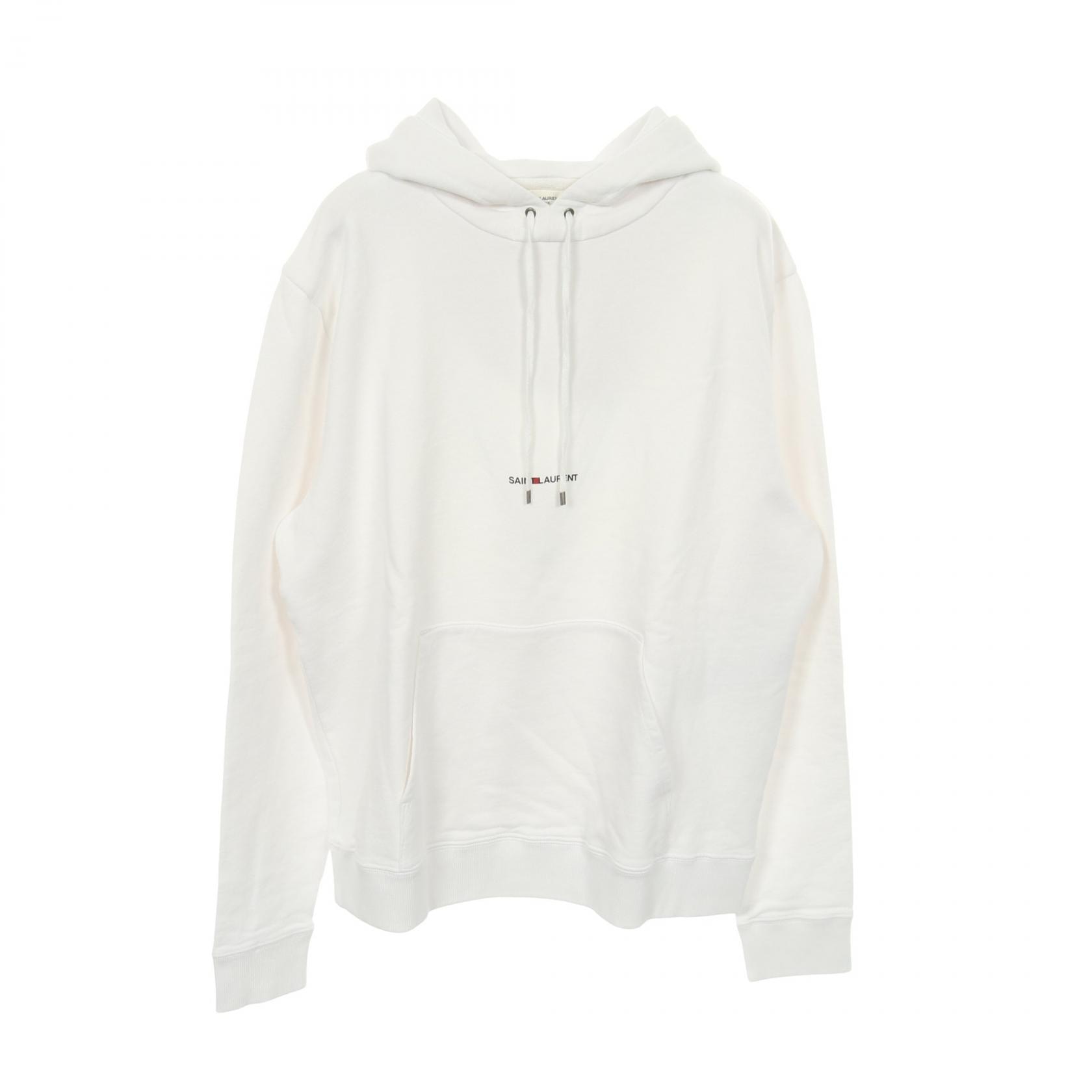 サンローランパリ SAINT LAURENT PARIS ロゴプリント パーカー 衣料品 トップス コットン メンズ レディース ホワイト系 677259 【中古】