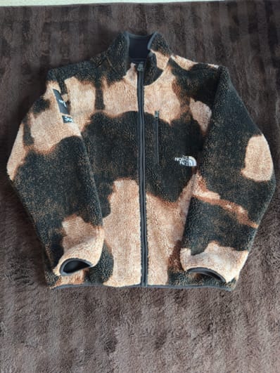 Supreme x The North Face Bleached Denim Print Fleece Jacket "Black"