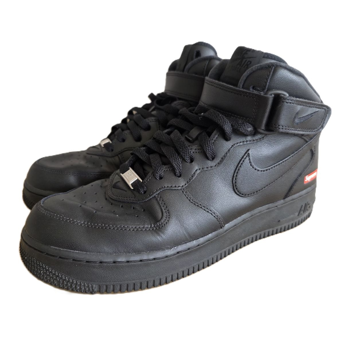 NIKE ナイキ ×SUPREME  AIR FORCE 1 MID  エアーフォース ハイカットスニーカー 27cm スニーカー FZ8784-001 レザー ブラック  メンズ【中古】