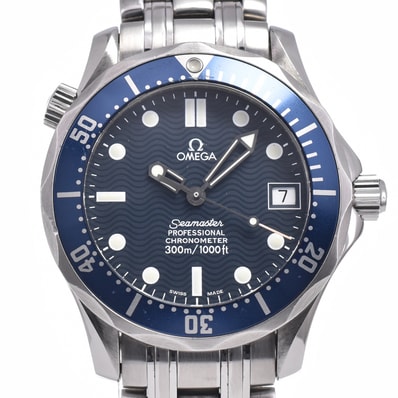 オメガ OMEGA 2551.80 シーマスター デイト 300m ブルー 自動巻き ボーイズ 良品 腕時計 P#148333