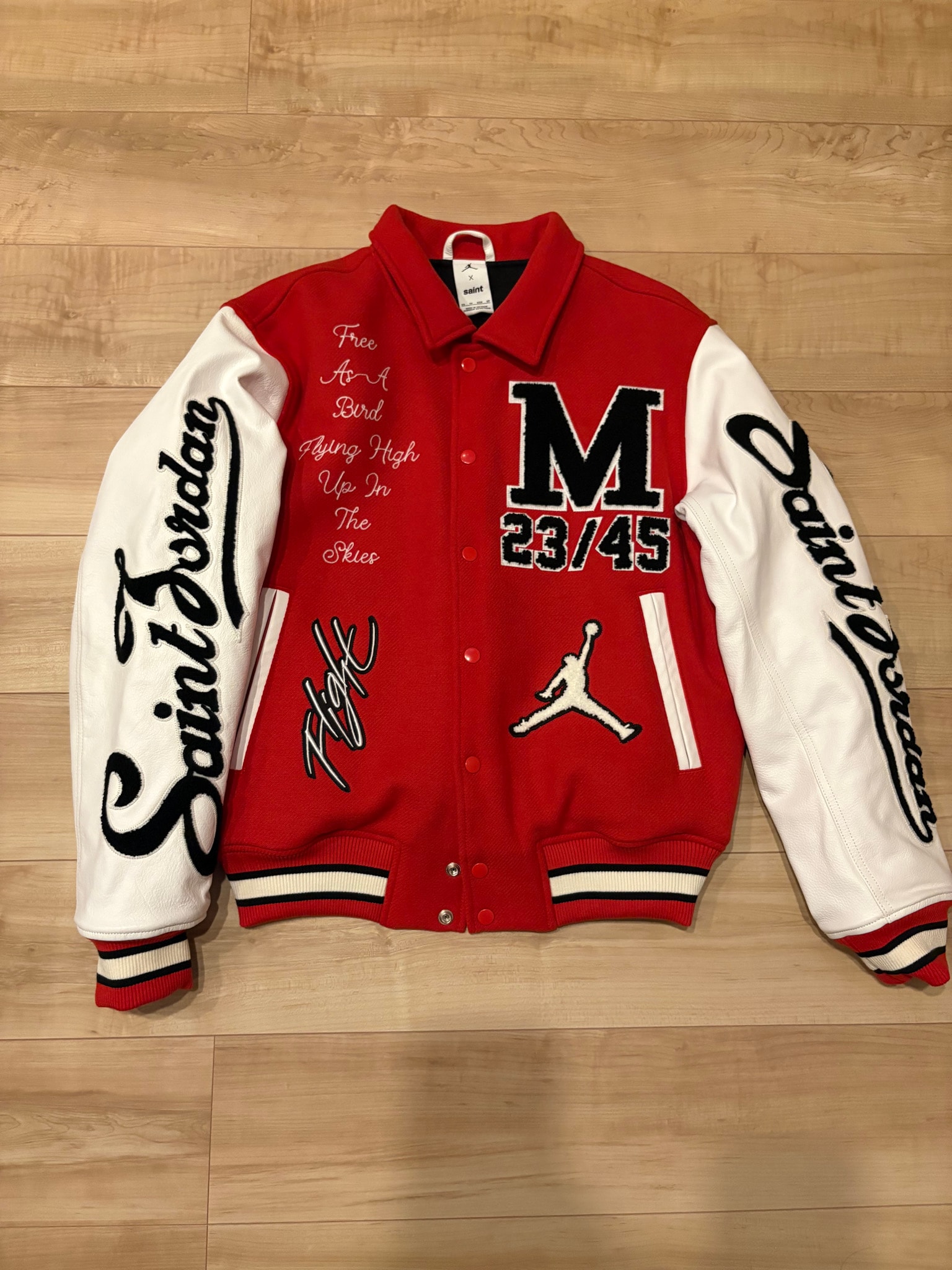 Nike Jordan x SAINT Mxxxxxx M J SM Varsity Jacket "Red/White"