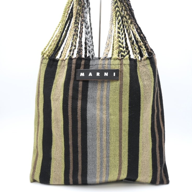 MARNI(マルニ)ハンモックバッグ トートバッグ ストライプ マルチカラー ニットハンドル レディース【中古】