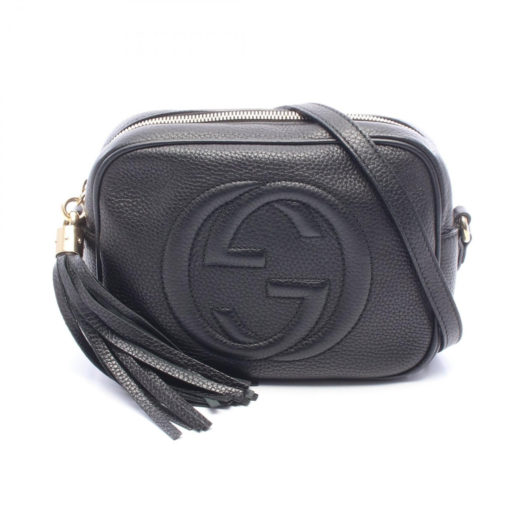 グッチ GUCCI ソーホー ディスコバッグ インターロッキングG ショルダーバッグ バッグ レザー レディース ブラック系 308364 【中古】