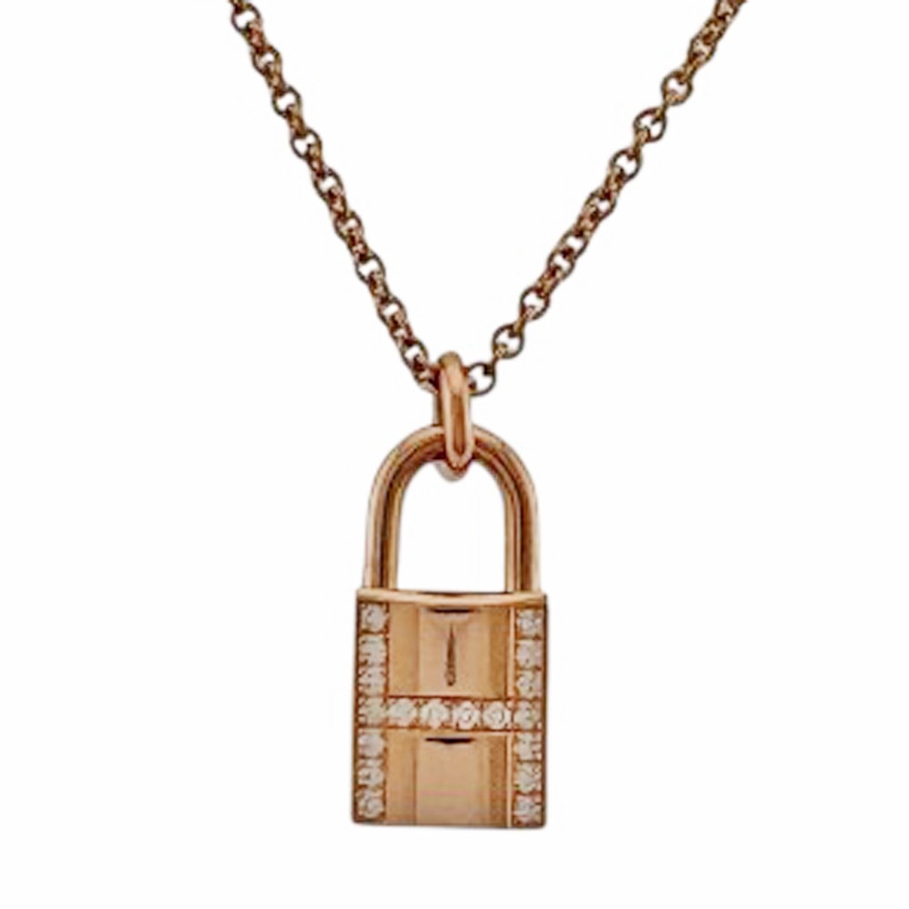 エルメス アミュレット ケリー カデナス ネックレス 18金 K18ピンクゴールド ダイヤモンド レディース HERMES  中古