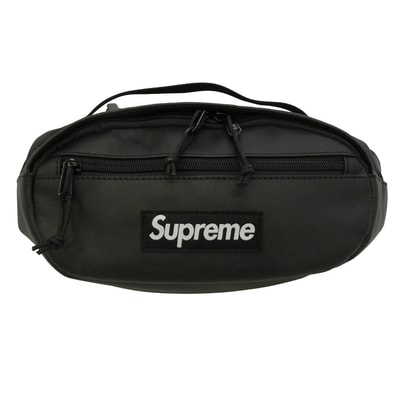 Supreme シュプリーム 24AW Leather Waist Bag ボックスロゴ レザー ウエスト ボディ バック ブラック系【中古】