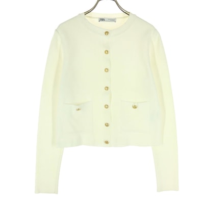 ZARA ザラ 長袖 ニットカーディガン M ホワイト