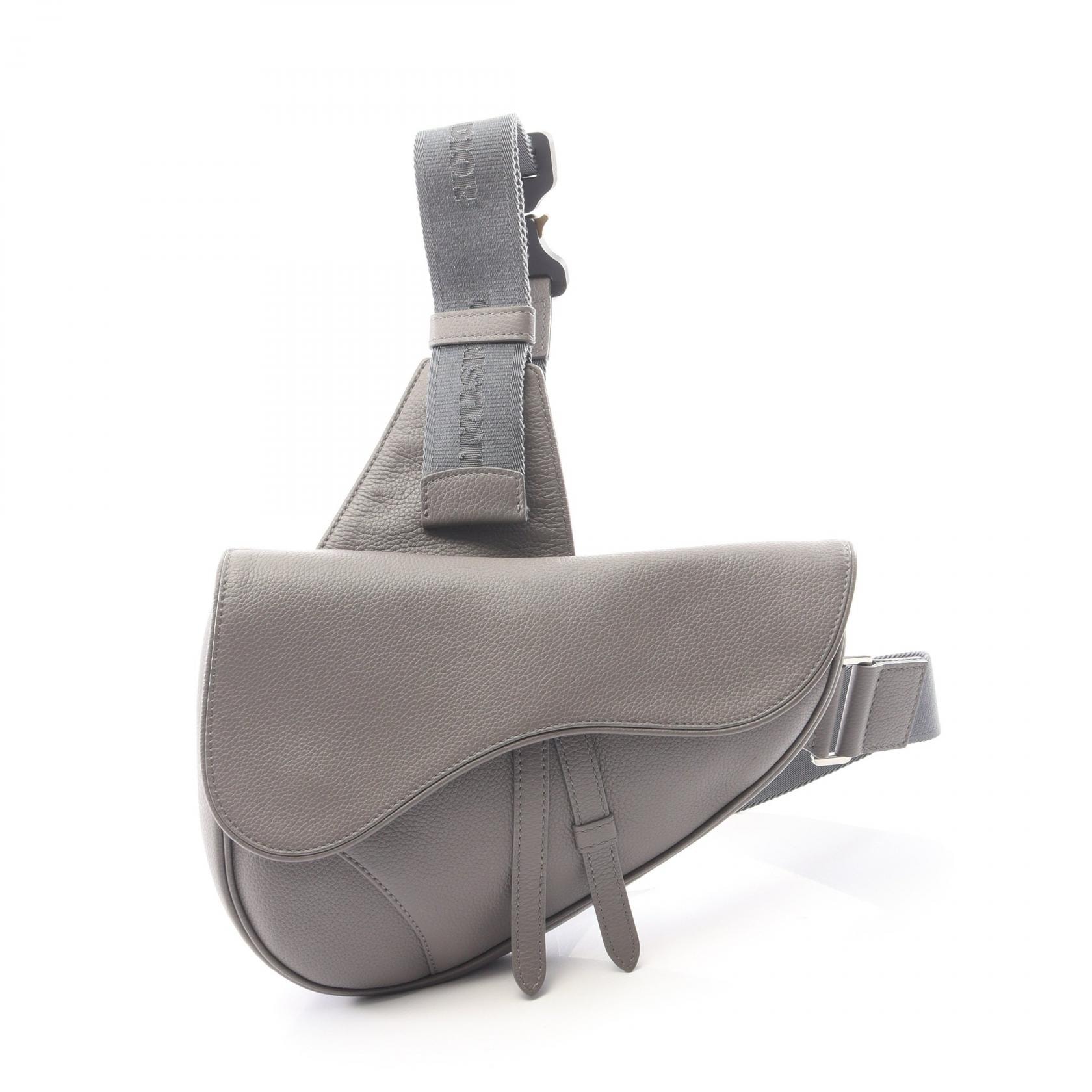 ディオール Dior SADDLE サドル ウエストバッグ ボディバッグ バッグ レザー メンズ グレー系 【中古】