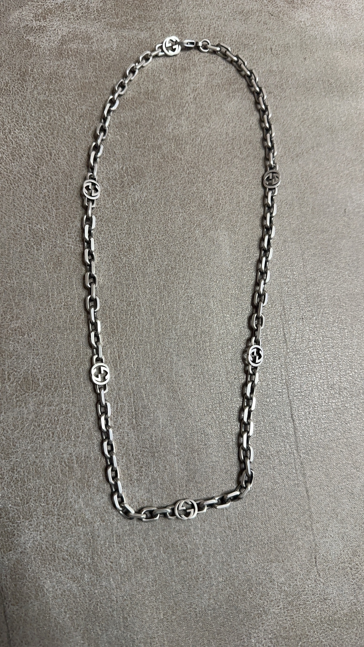 GUCCI Silver Necklace With Interlocking G
