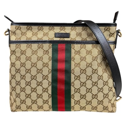 グッチ シェリー ショルダーバッグ GGキャンバス 388926 ブラウン レディース GUCCI 中古