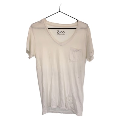 美品 Ron Herman ロンハーマン 8100 穴あき加工 サイズXS ホワイト コットン 半袖Tシャツ Vネック 403109 【中古】