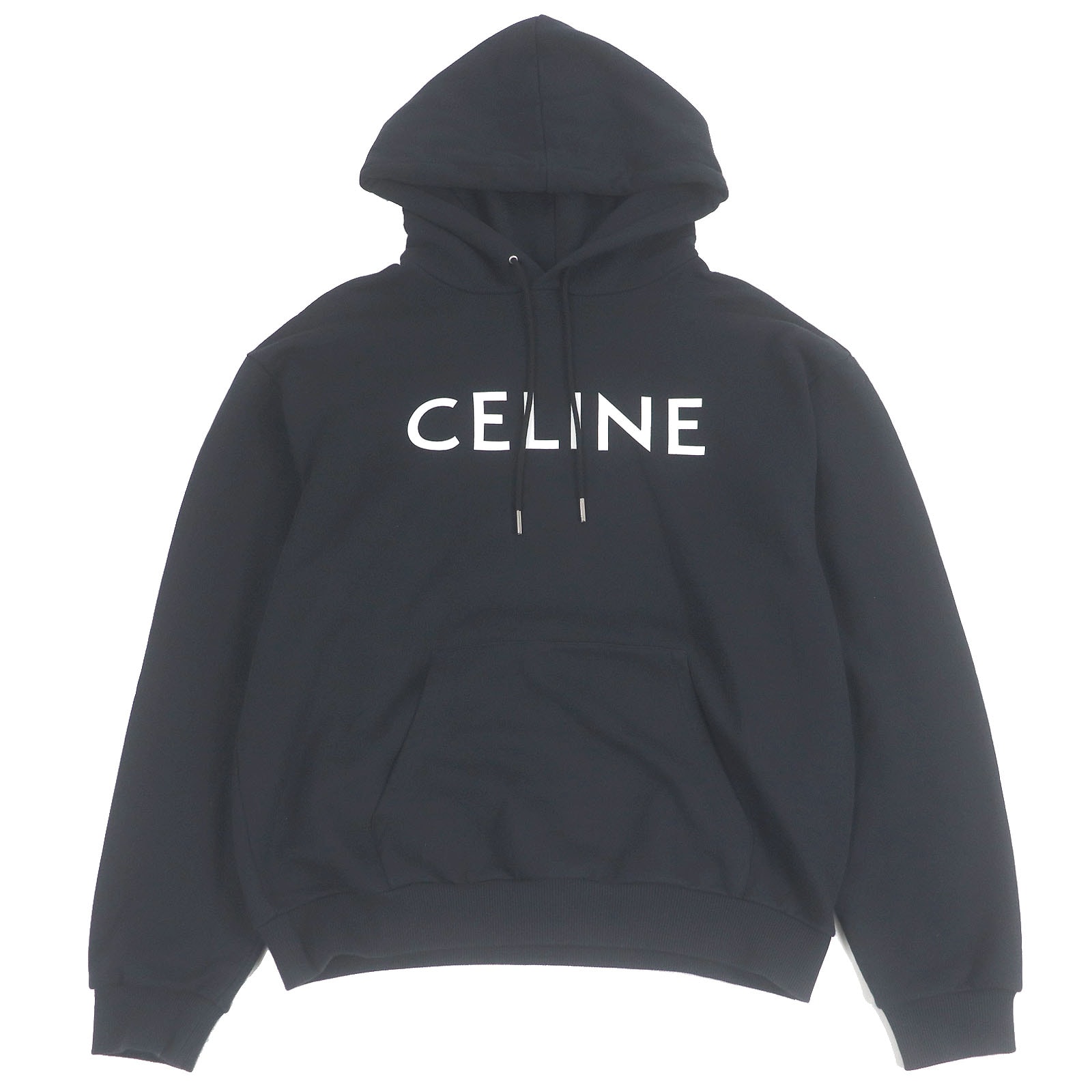 CELINE Logo Print Cotton Hoodie Sweatshirt "Black"