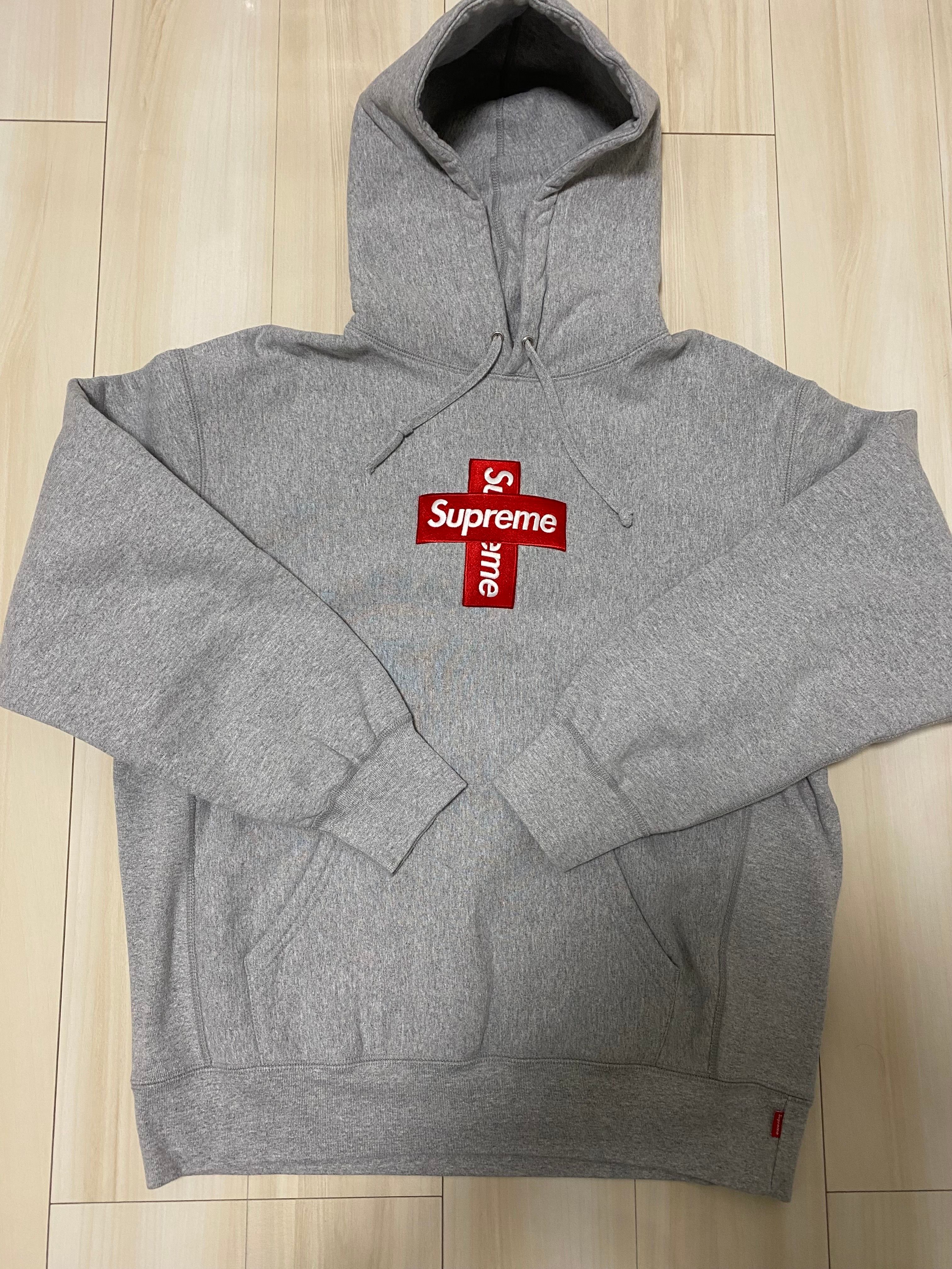 Supreme Cross Box Logo Hooded Sweatshirt "Grey"