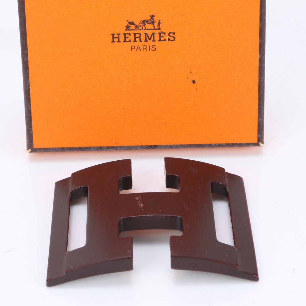 ■美品 エルメス ウッド H モチーフ バックルスカーフリング