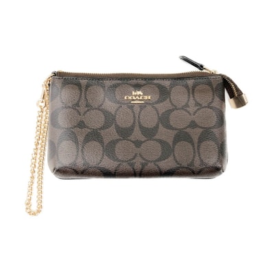 〇〇COACH コーチ シグネチャー チェーン ポーチ ハンドバッグ F88035 ブラウン