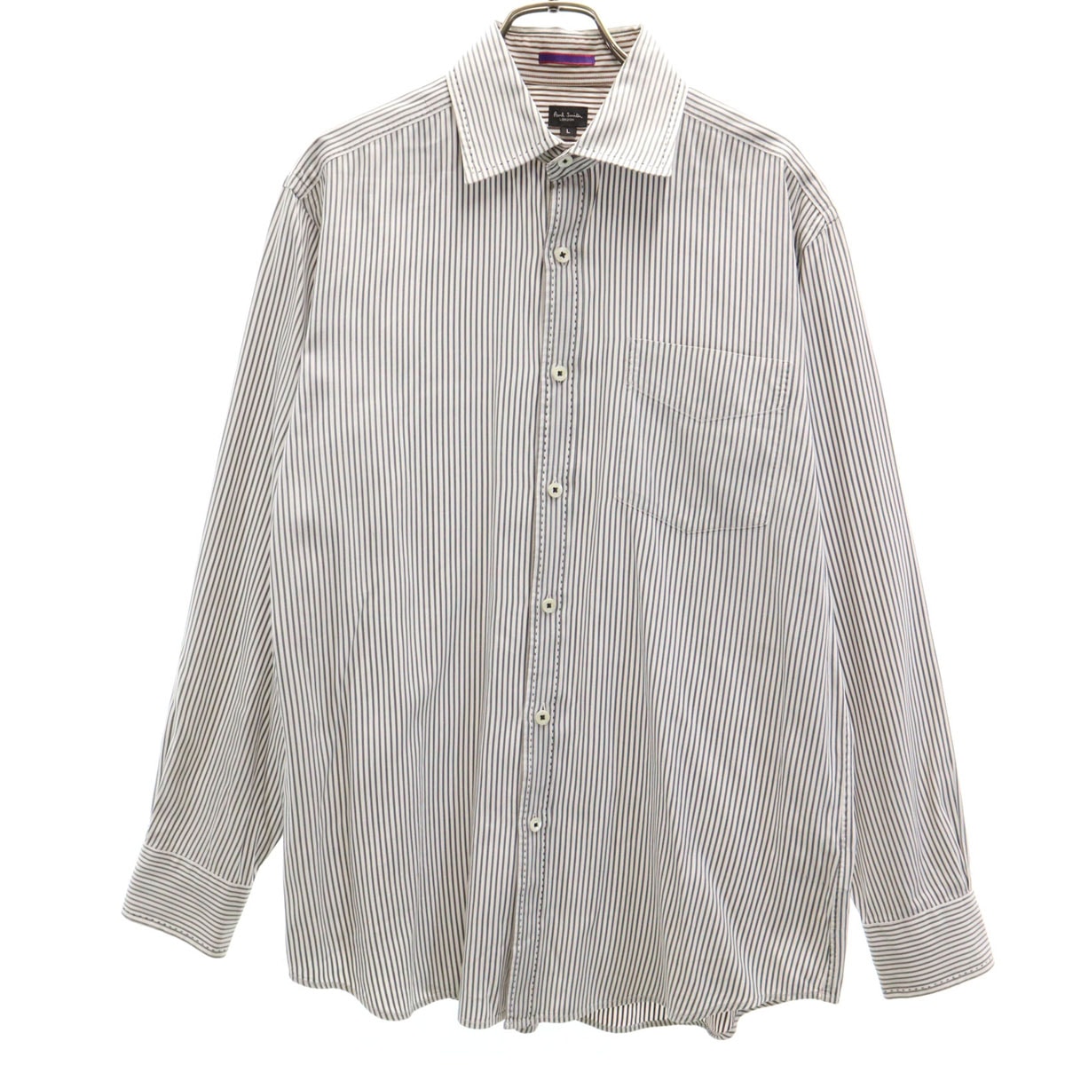 Paul Smith LONDON ポールスミスロンドン ストライプ柄 長袖 シャツ L ホワイト