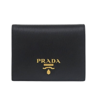 プラダ 1MV204 レザー ブラック 二つ折り財布