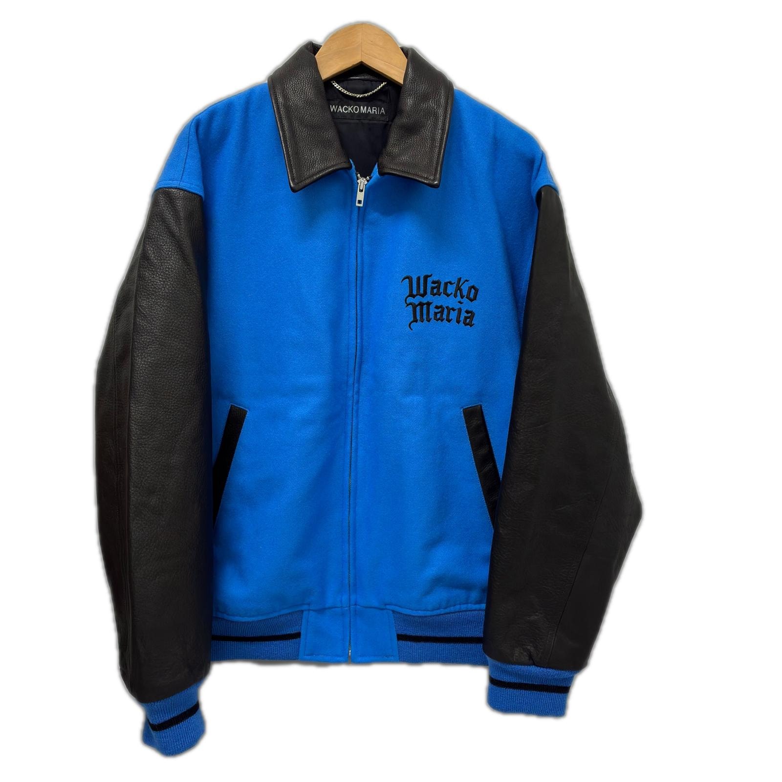 WACKO MARIA ワコマリア ジャケット レザーバーシティジャケット SIZE M 古着 ブルー×ブラック