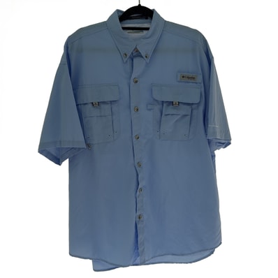 Columbia コロンビア BAHAMA 半袖シャツ Mサイズ 125FM7047 水色 スカイブルー