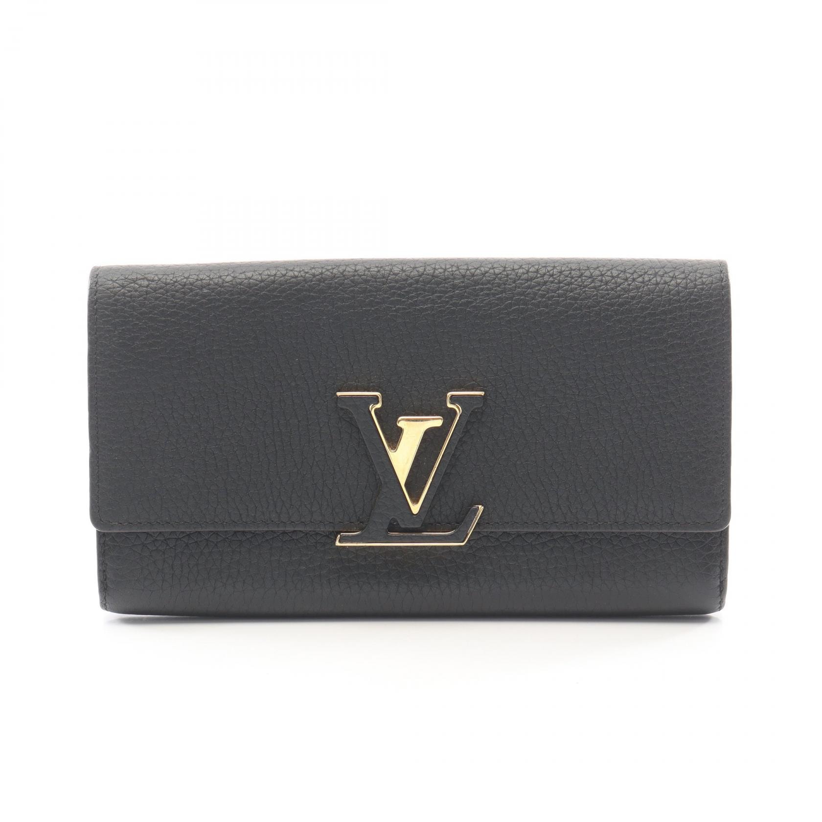 ルイ・ヴィトン LOUIS VUITTON ポルトフォイユ カプシーヌ トリヨン ノワール 二つ折り長財布 財布 レザー レディース ブラック系 M61248 【中古】