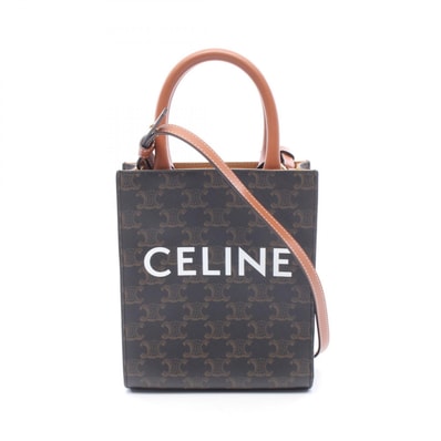 セリーヌ CELINE ミニ バーティカル カバ トリオンフ 2WAY ハンドバッグ バッグ PVCコーティングキャンバス レザー レディース ブラック系 / ブラウン系 194372 【中古】