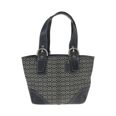 美品 COACH コーチ ミニシグネチャー ブラック 黒 グレー キャンバス レザー/ ショルダーバッグ ハンドバッグ 600895 【中古】