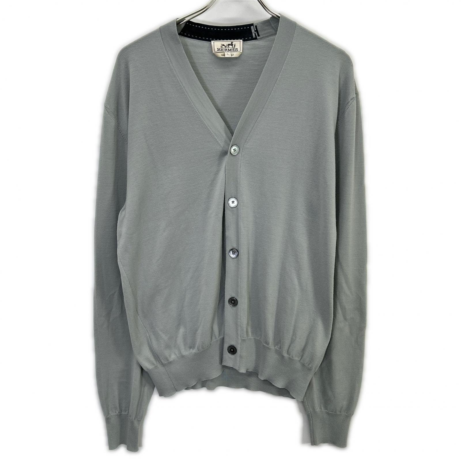 エルメス シェルボタン ハイゲージニット カーディガン L