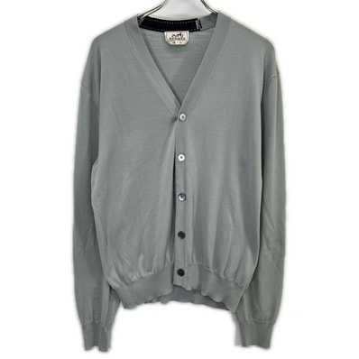 エルメス シェルボタン ハイゲージニット カーディガン L