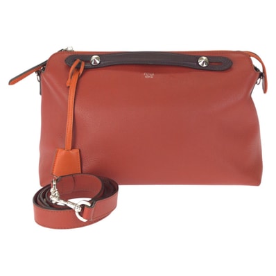 美品 FENDI フェンディ バイ ザ ウェイ 2way ラージ オレンジ ブラウン シルバー金具 レザー ショルダーバッグ ハンドバッグ 601545 【中古】
