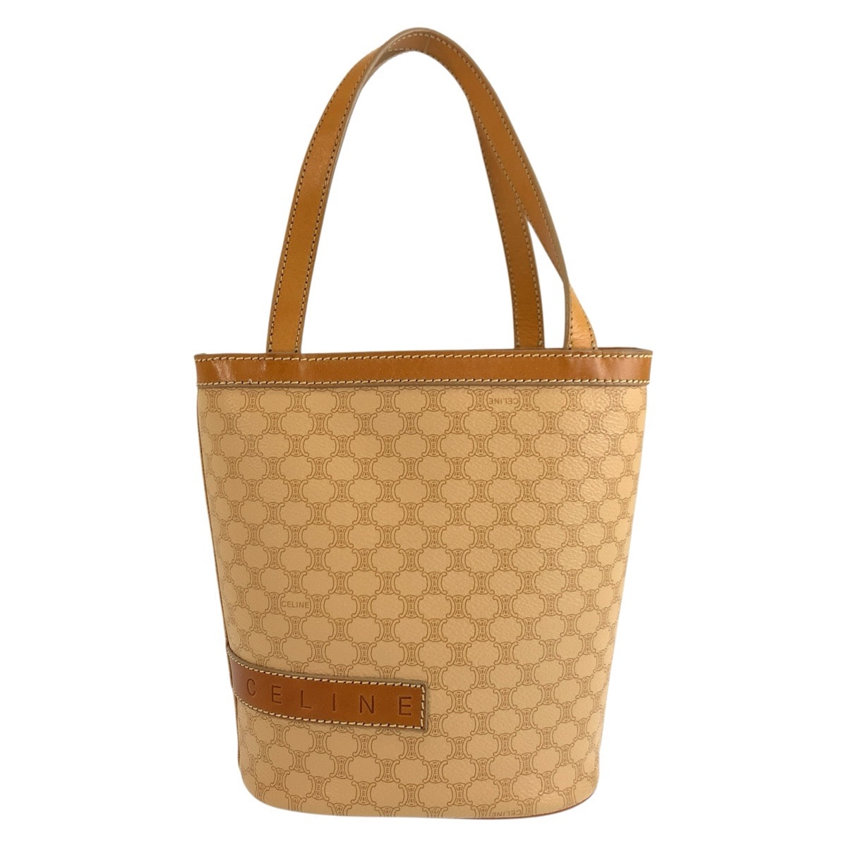 美品 CELINE セリーヌ ヴィンテージ マカダム ベージュ ブラウン PVC トートバッグ ハンドバッグ 604268 【中古】