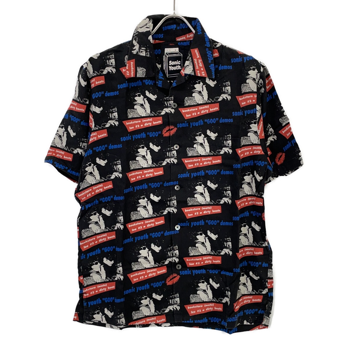 ヒステリックグラマー 02221AH06 ブラック SONIC YOUTH GOO DEMOS柄 オープンカラーシャツ M